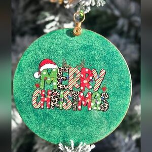 Festive Green Merry Christmas Ornament